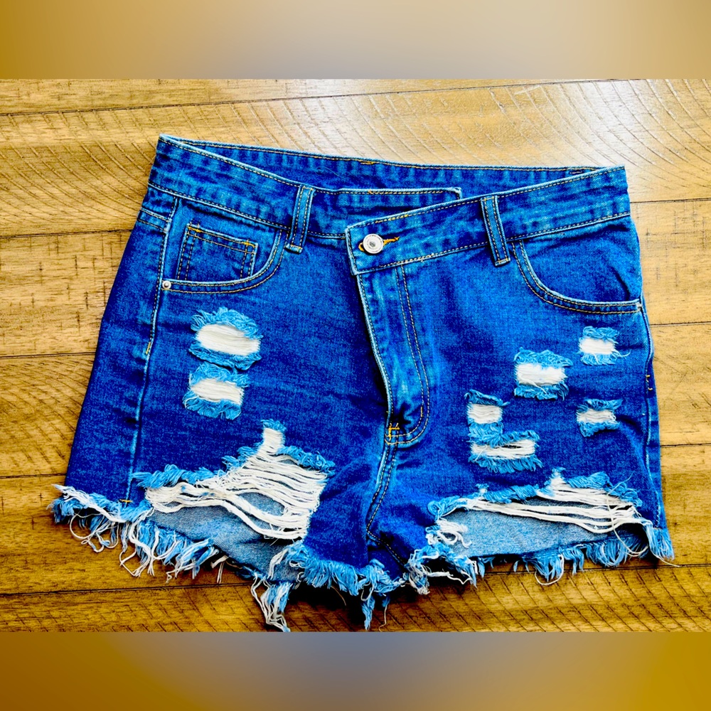 Distressed Denim Shorts - Size 6